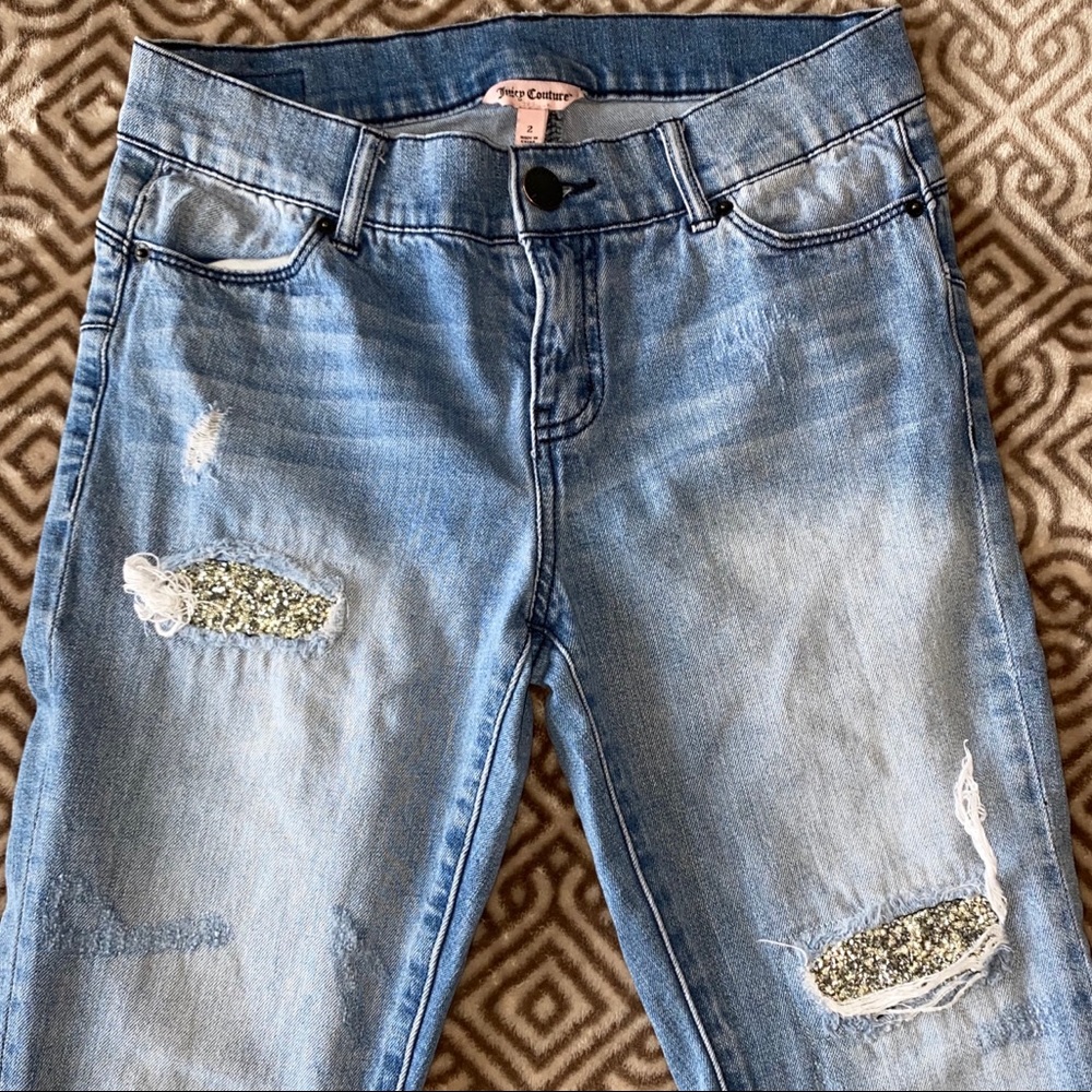 Juicy Couture Distressed Rhinestone Jeans
